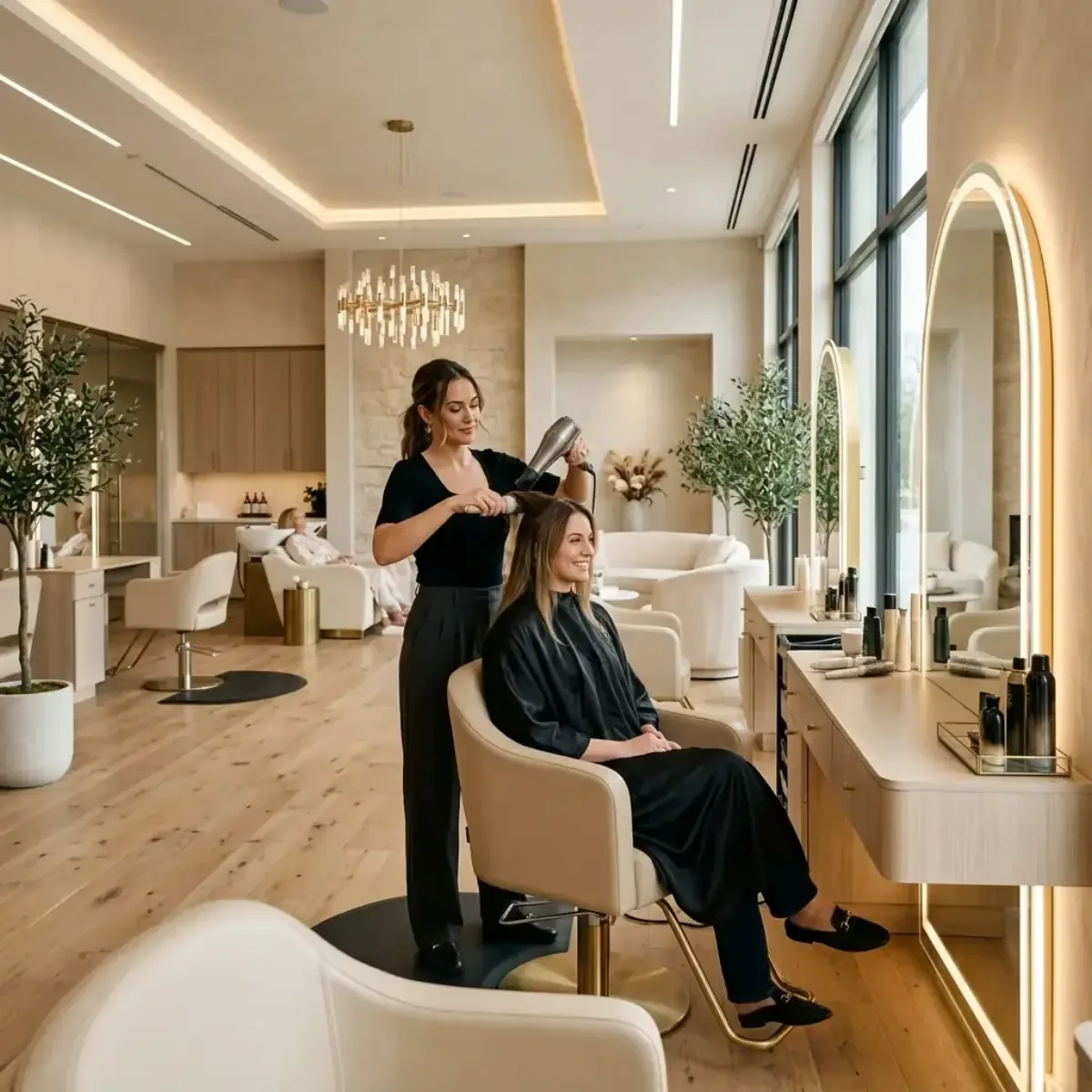 Professional stylist working in an elegant salon